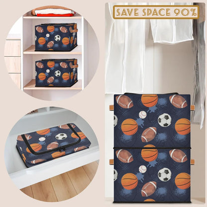 Large Box Collapsible Storage Bins with Lids Closet Storage Baskets for Organizing Shelves Storage Organizer Boxes(Blue Cute Cartoon Engineering Car)