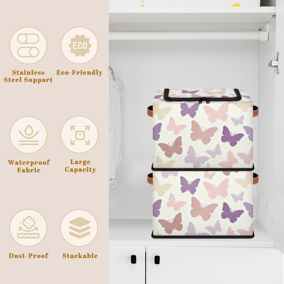 Large Box Collapsible Storage Bins with Lids Closet Storage Baskets for Organizing Shelves Storage Organizer Boxes(Blue Cute Cartoon Engineering Car)