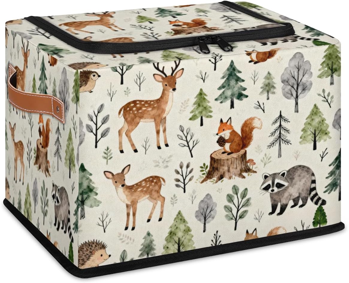 Large Box Collapsible Storage Bins with Lids Closet Storage Baskets for Organizing Shelves Storage Organizer Boxes(Blue Cute Cartoon Engineering Car)