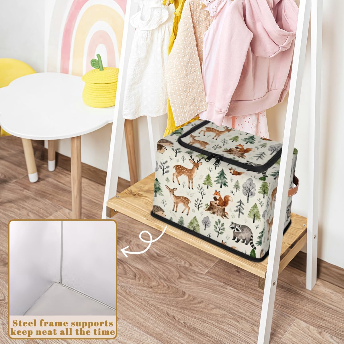 Large Box Collapsible Storage Bins with Lids Closet Storage Baskets for Organizing Shelves Storage Organizer Boxes(Blue Cute Cartoon Engineering Car)