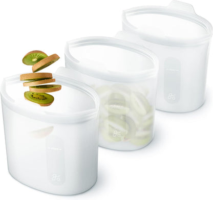 Reusable Silicone Containers for Food Storage, BPA- Free, Microwave, and Oven Safe, Clear, 32 Oz (1 Set of 3)