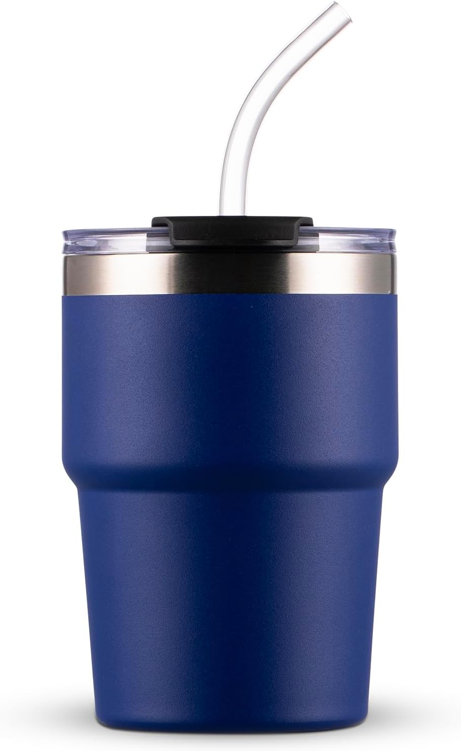 16oz Iced Coffee Cup With Lids, Water Bottle With Straw, Double Layer Vacuum Stainless Steel Insulated Tumbler, Stackable, Cup holder compatibility,Reusable Travel Mug, Blue