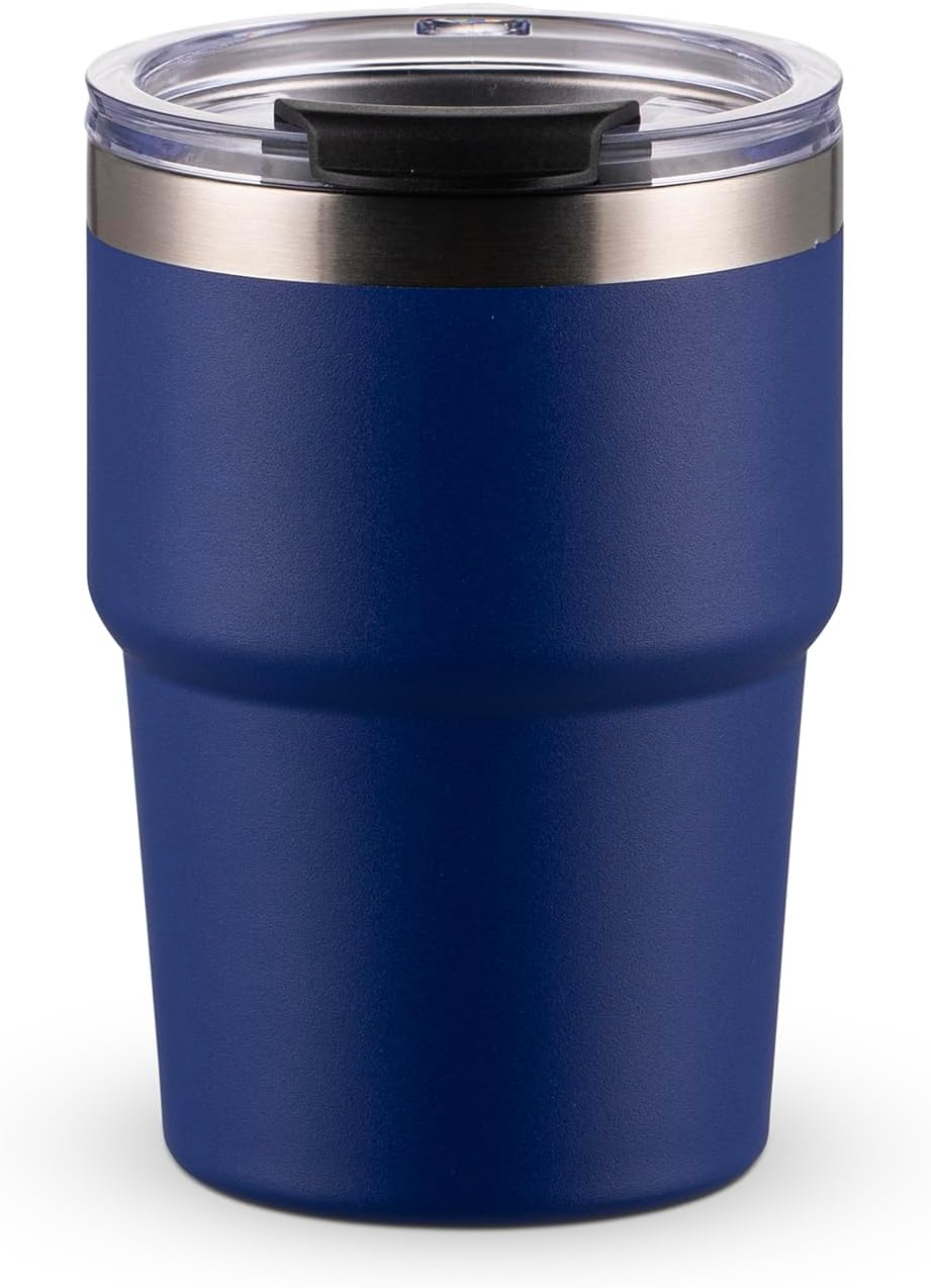 16oz Iced Coffee Cup With Lids, Water Bottle With Straw, Double Layer Vacuum Stainless Steel Insulated Tumbler, Stackable, Cup holder compatibility,Reusable Travel Mug, Blue