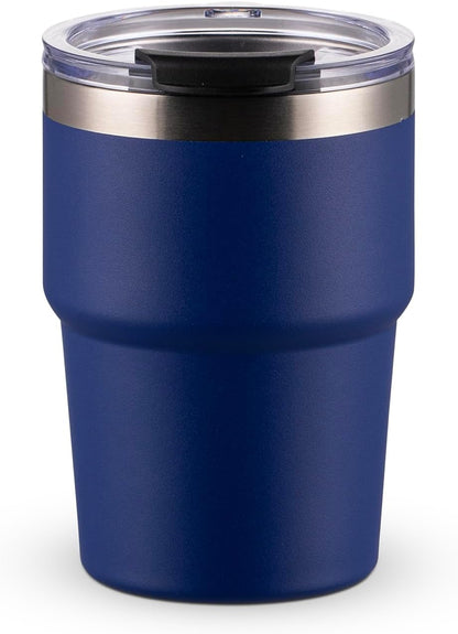 16oz Iced Coffee Cup With Lids, Water Bottle With Straw, Double Layer Vacuum Stainless Steel Insulated Tumbler, Stackable, Cup holder compatibility,Reusable Travel Mug, Blue