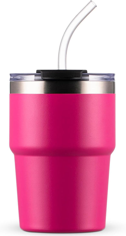 16oz Iced Coffee Cup With Lids, Water Bottle With Straw, Double Layer Vacuum Stainless Steel Insulated Tumbler, Stackable, Cup holder compatibility,Reusable Travel Mug, Blue