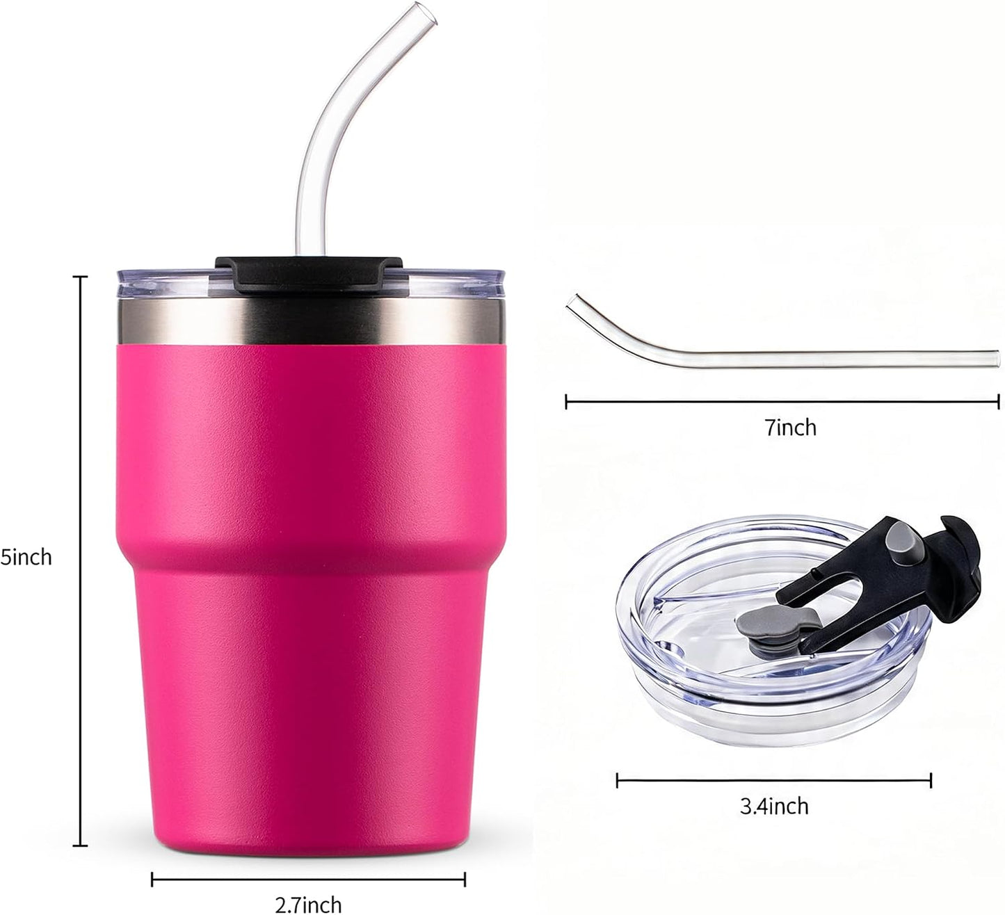 16oz Iced Coffee Cup With Lids, Water Bottle With Straw, Double Layer Vacuum Stainless Steel Insulated Tumbler, Stackable, Cup holder compatibility,Reusable Travel Mug, Blue