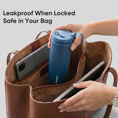 Leakproof Iced Coffee Tumbler 24 oz, Insulated Ceramic Lined Cup | Iced Coffee All Day, Leakproof, Ceramic-Lined Interior, Bag-Safe Commute, Work, Travel, Fits Cup Holders, Hidden Straw Lid
