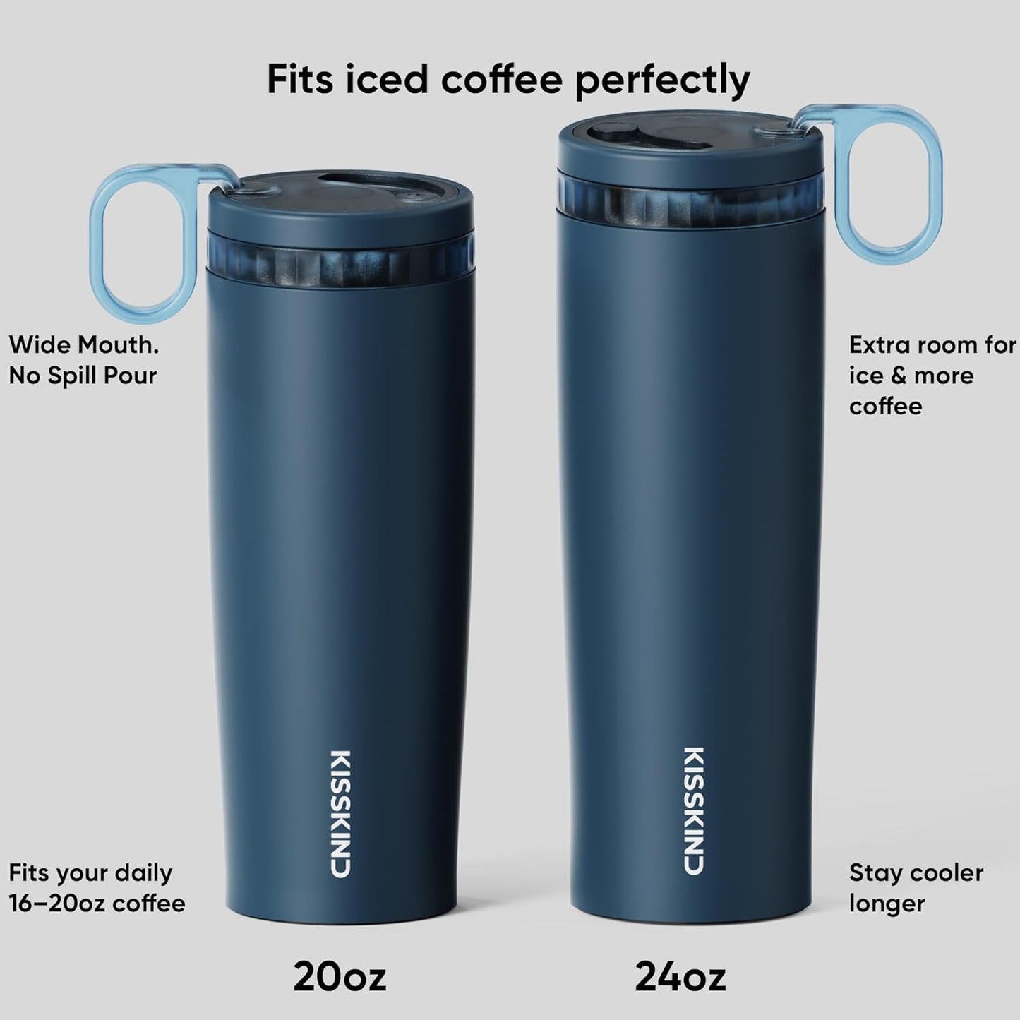 Leakproof Iced Coffee Tumbler 24 oz, Insulated Ceramic Lined Cup | Iced Coffee All Day, Leakproof, Ceramic-Lined Interior, Bag-Safe Commute, Work, Travel, Fits Cup Holders, Hidden Straw Lid