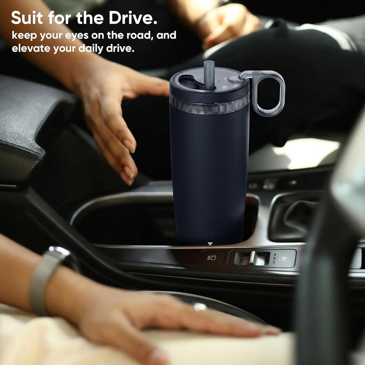 Leakproof Iced Coffee Tumbler 24 oz, Insulated Ceramic Lined Cup | Iced Coffee All Day, Leakproof, Ceramic-Lined Interior, Bag-Safe Commute, Work, Travel, Fits Cup Holders, Hidden Straw Lid