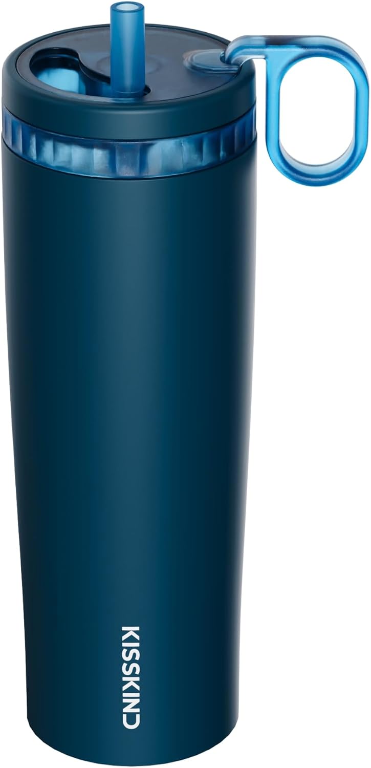Leakproof Iced Coffee Tumbler 24 oz, Insulated Ceramic Lined Cup | Iced Coffee All Day, Leakproof, Ceramic-Lined Interior, Bag-Safe Commute, Work, Travel, Fits Cup Holders, Hidden Straw Lid