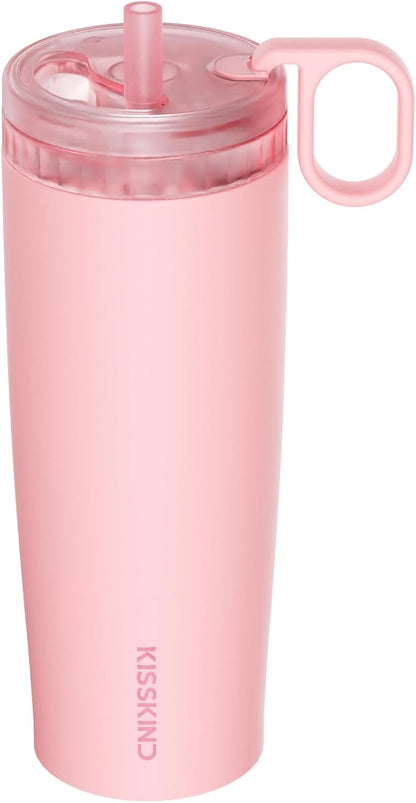 Leakproof Iced Coffee Tumbler 24 oz, Insulated Ceramic Lined Cup | Iced Coffee All Day, Leakproof, Ceramic-Lined Interior, Bag-Safe Commute, Work, Travel, Fits Cup Holders, Hidden Straw Lid