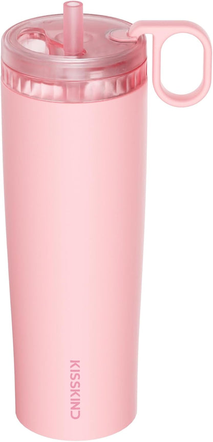 Leakproof Iced Coffee Tumbler 24 oz, Insulated Ceramic Lined Cup | Iced Coffee All Day, Leakproof, Ceramic-Lined Interior, Bag-Safe Commute, Work, Travel, Fits Cup Holders, Hidden Straw Lid
