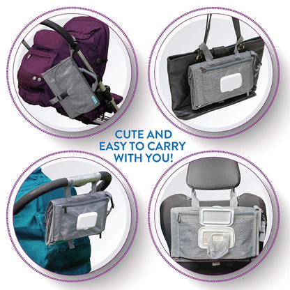 Portable Diaper Changing Pad, Wipes Pocket, Premium Grey Arrows