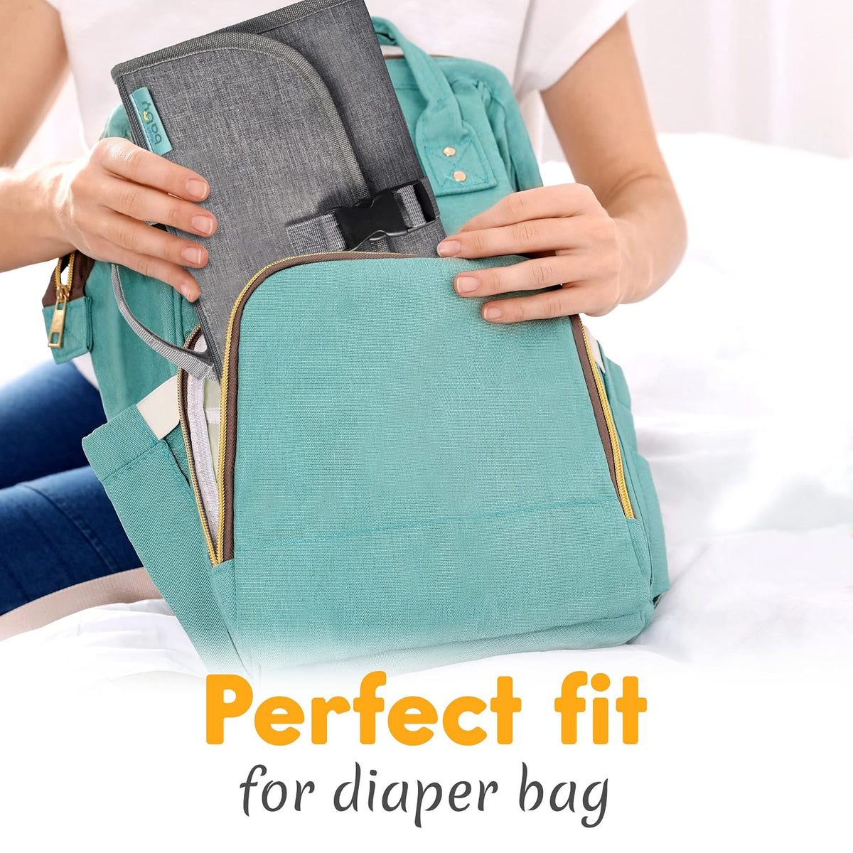 Portable Diaper Changing Pad, Wipes Pocket, Premium Grey Arrows