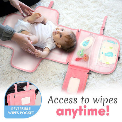 Portable Diaper Changing Pad, Wipes Pocket, Premium Grey Arrows
