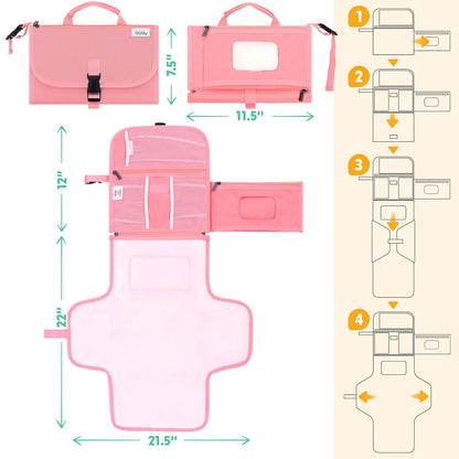 Portable Diaper Changing Pad, Wipes Pocket, Premium Grey Arrows