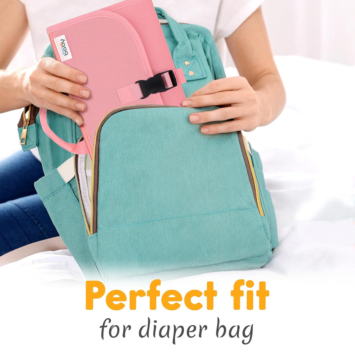 Portable Diaper Changing Pad, Wipes Pocket, Premium Grey Arrows