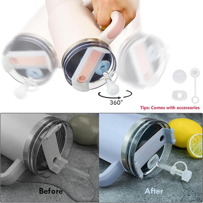 Water Bottle Carrier Bag with Phone Pocket for Stanley, Neoprene Water Bottle Holder Pouch with Adjustable Strap Bollus with Straw Cover & Carabiner for Stanley Cup Accessories