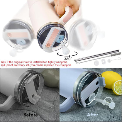 Water Bottle Carrier Bag with Phone Pocket for Stanley, Neoprene Water Bottle Holder Pouch with Adjustable Strap Bollus with Straw Cover & Carabiner for Stanley Cup Accessories