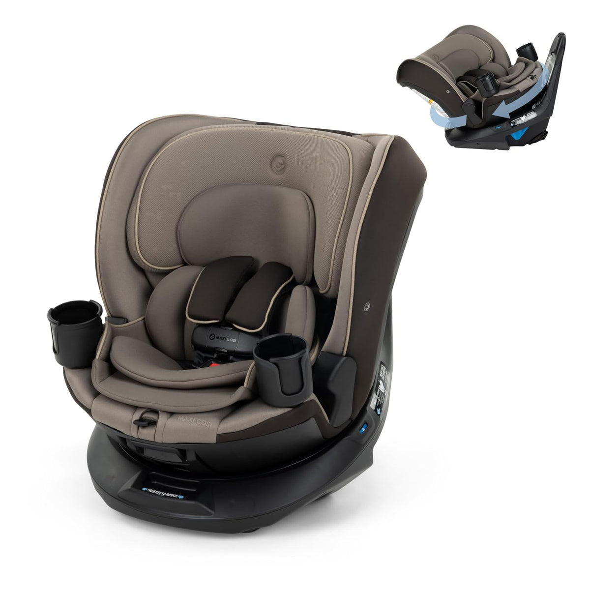 Andi 360 Rotating All-in-One Baby Convertible Car Seat, Rear-Facing, Forward Facing Car Seat, Infant Toddler Booster, Easy Rotation, Tension System, Harness Adjust, Truffle