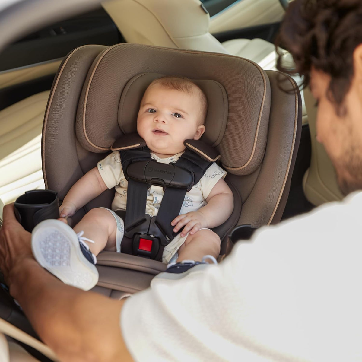 Andi 360 Rotating All-in-One Baby Convertible Car Seat, Rear-Facing, Forward Facing Car Seat, Infant Toddler Booster, Easy Rotation, Tension System, Harness Adjust, Truffle