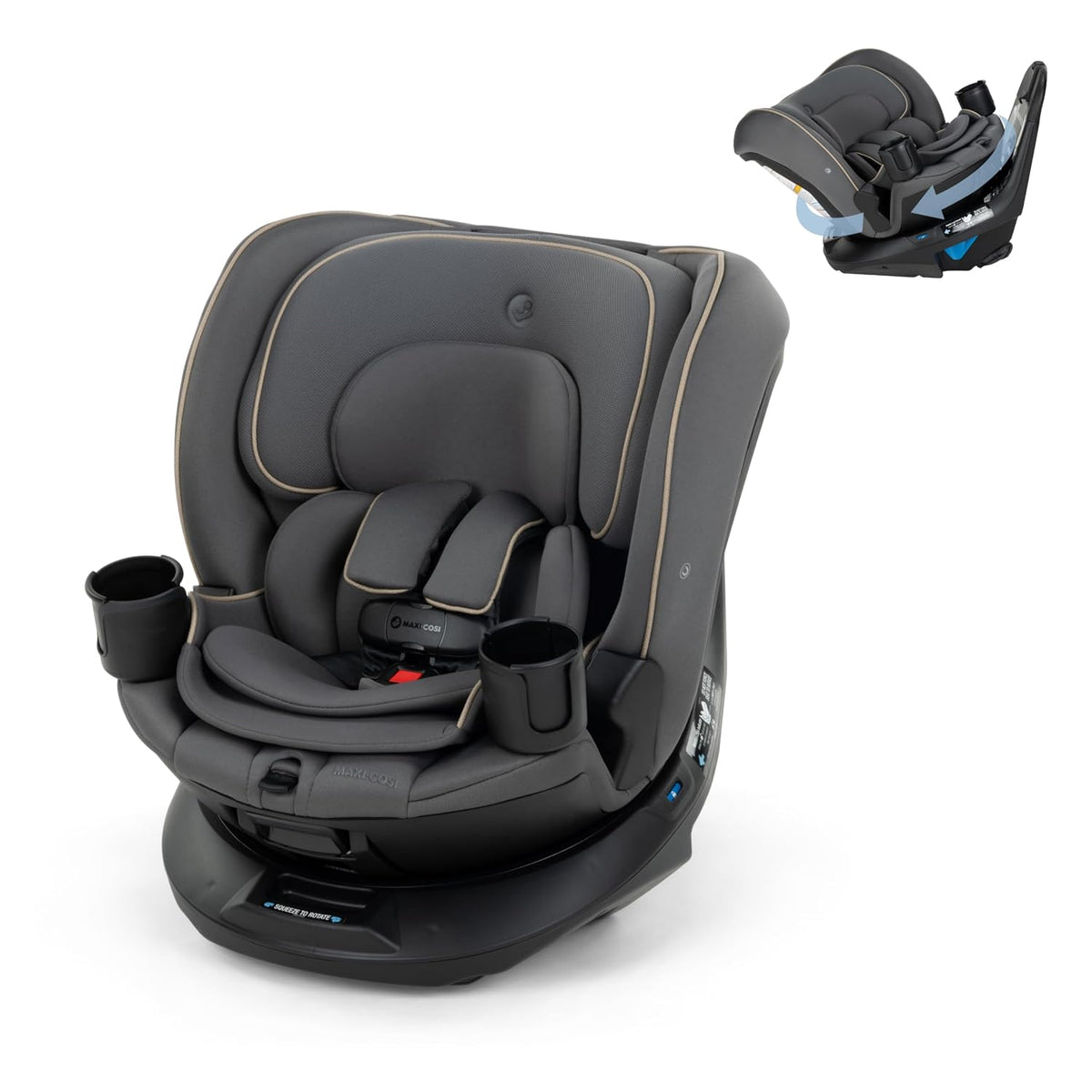 Andi 360 Rotating All-in-One Baby Convertible Car Seat, Rear-Facing, Forward Facing Car Seat, Infant Toddler Booster, Easy Rotation, Tension System, Harness Adjust, Truffle