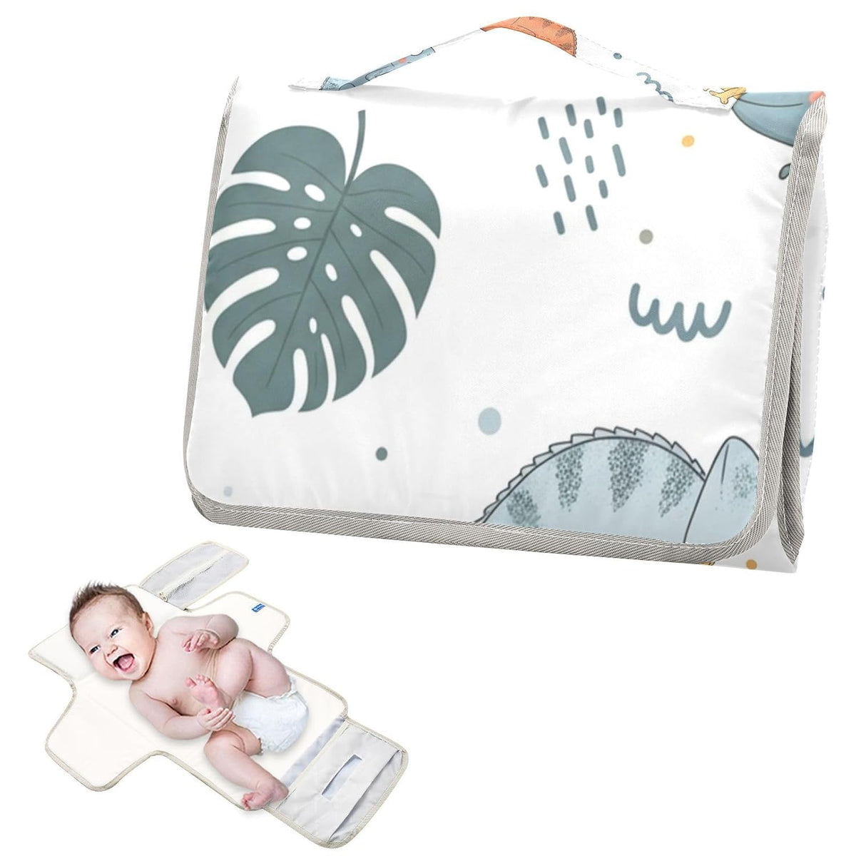 Lizard Leaf Pattern Portable Diaper Changing Pad Daycare