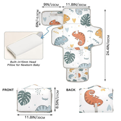 Lizard Leaf Pattern Portable Diaper Changing Pad Daycare