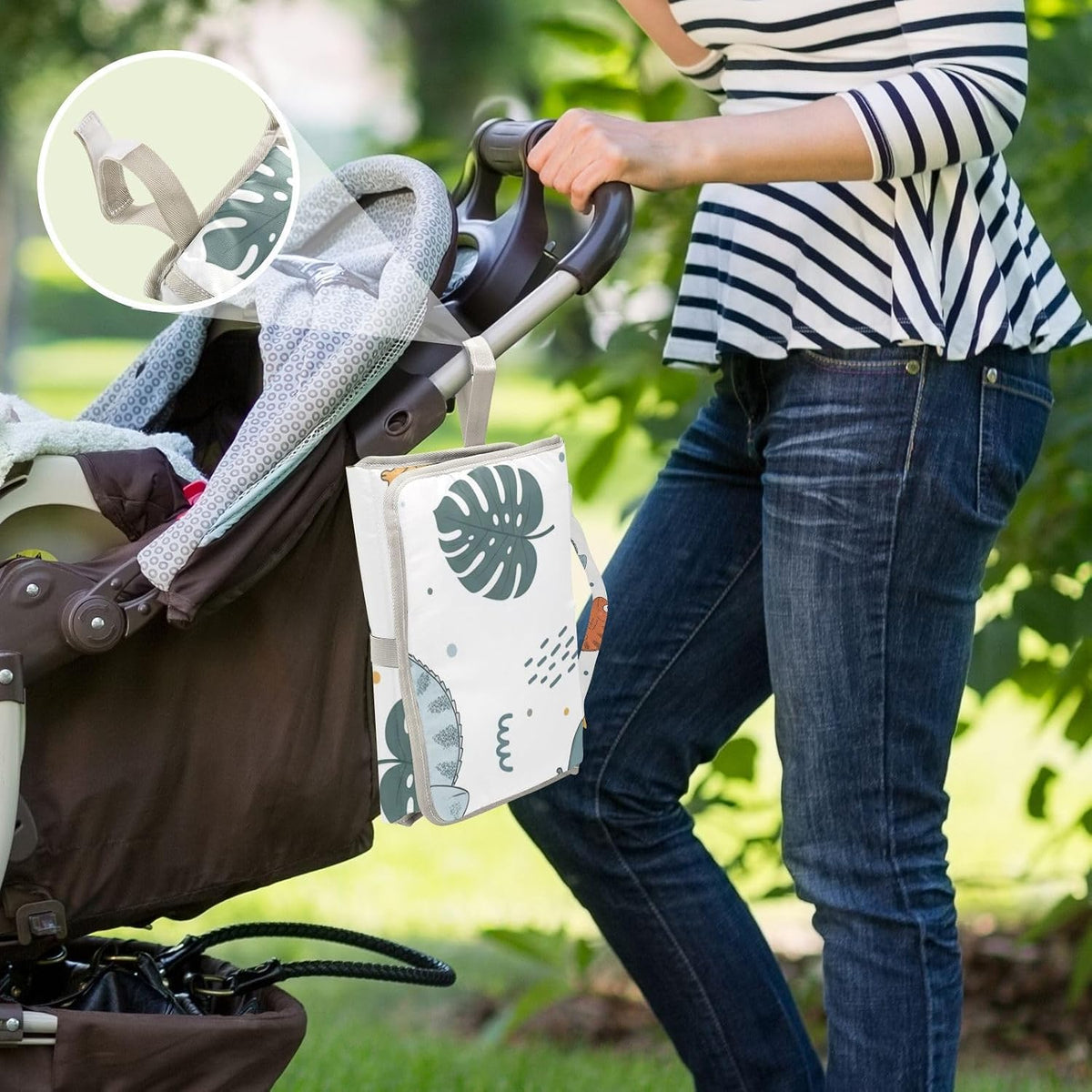 Lizard Leaf Pattern Portable Diaper Changing Pad Daycare