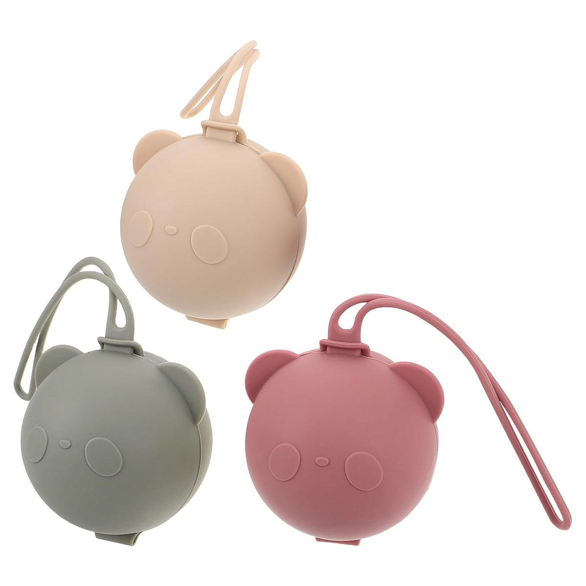 3pcs Silicone Holder Case Set, Portable Travel and Home Storage Container with Lanyard, Lightweight Pacifier Cover Pouch for Newborns