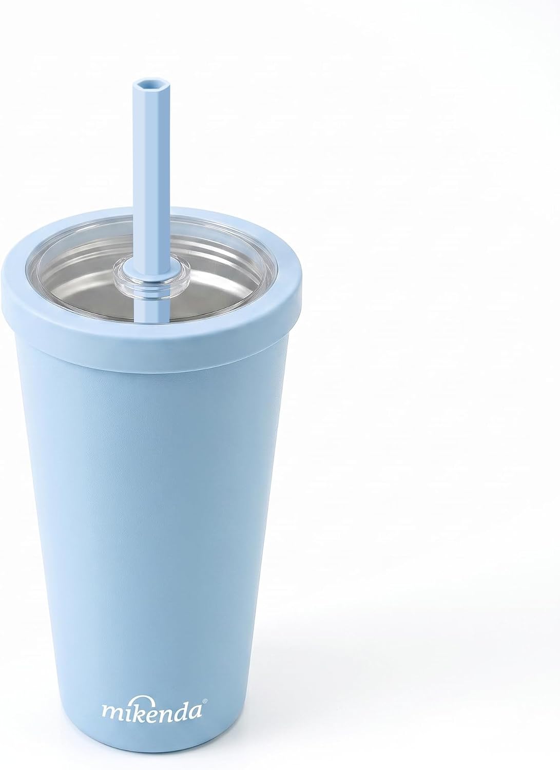 14oz Insulated Coffee Tumbler with Straw Lid, Stainless Steel Vacuum Travel Mug with Soft Silicone Mouthpiece, Anti-Slip Base, BPA Free Reusable Car Cup for Iced Coffee, Tea, Office