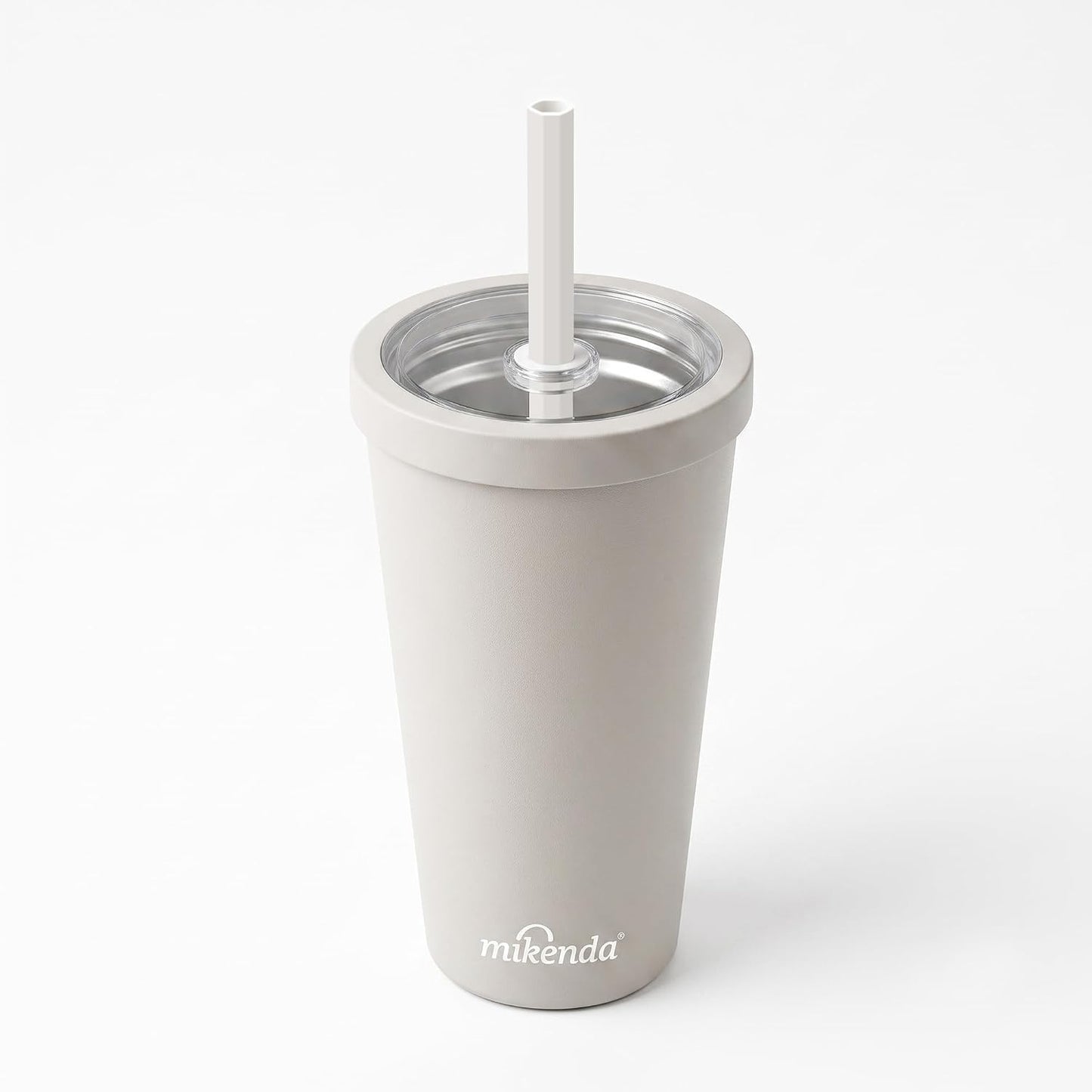 14oz Insulated Coffee Tumbler with Straw Lid, Stainless Steel Vacuum Travel Mug with Soft Silicone Mouthpiece, Anti-Slip Base, BPA Free Reusable Car Cup for Iced Coffee, Tea, Office