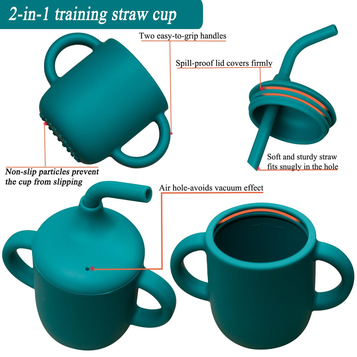 Silicone Baby Feeding Set,Baby Led Weaning Supplies Baby Silicone Suction bowl and Cup set with 2 spoons forks,Toddler Self Feeding Dish with Sippy Cup And Adjustable Bib for 6+ Months-Blue