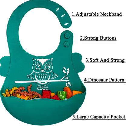 Silicone Baby Feeding Set,Baby Led Weaning Supplies Baby Silicone Suction bowl and Cup set with 2 spoons forks,Toddler Self Feeding Dish with Sippy Cup And Adjustable Bib for 6+ Months-Blue