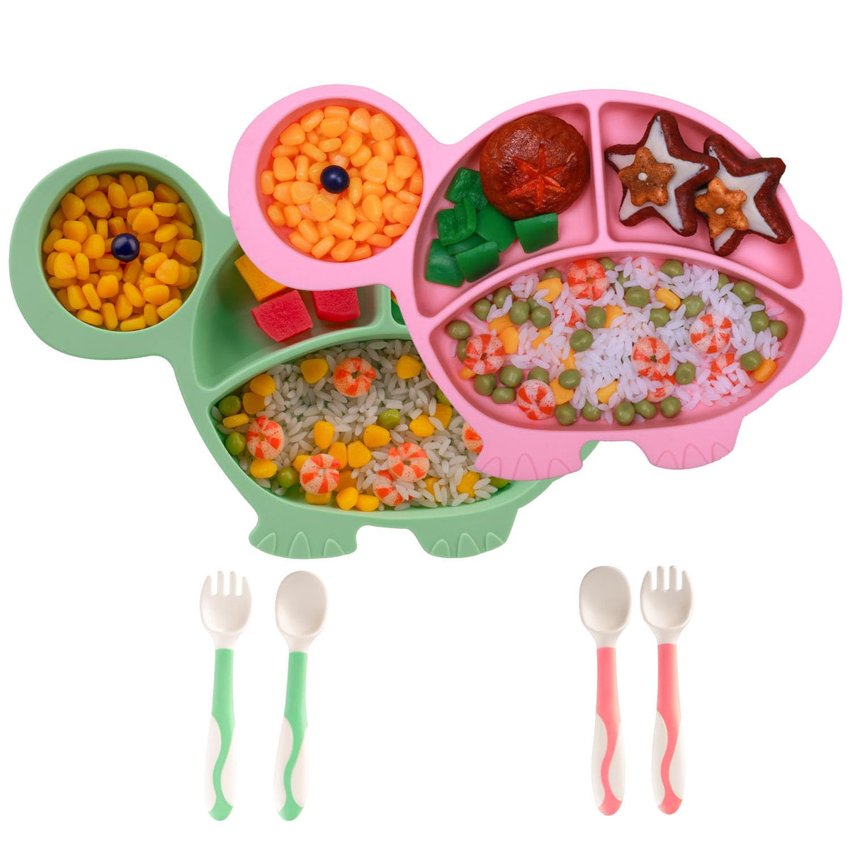 Silicone Baby Feeding Set,Baby Led Weaning Supplies Baby Silicone Suction bowl and Cup set with 2 spoons forks,Toddler Self Feeding Dish with Sippy Cup And Adjustable Bib for 6+ Months-Blue