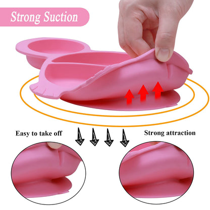 Silicone Baby Feeding Set,Baby Led Weaning Supplies Baby Silicone Suction bowl and Cup set with 2 spoons forks,Toddler Self Feeding Dish with Sippy Cup And Adjustable Bib for 6+ Months-Blue