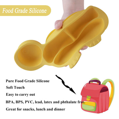 Silicone Baby Feeding Set,Baby Led Weaning Supplies Baby Silicone Suction bowl and Cup set with 2 spoons forks,Toddler Self Feeding Dish with Sippy Cup And Adjustable Bib for 6+ Months-Blue