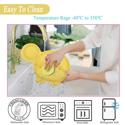 Silicone Baby Feeding Set,Baby Led Weaning Supplies Baby Silicone Suction bowl and Cup set with 2 spoons forks,Toddler Self Feeding Dish with Sippy Cup And Adjustable Bib for 6+ Months-Blue