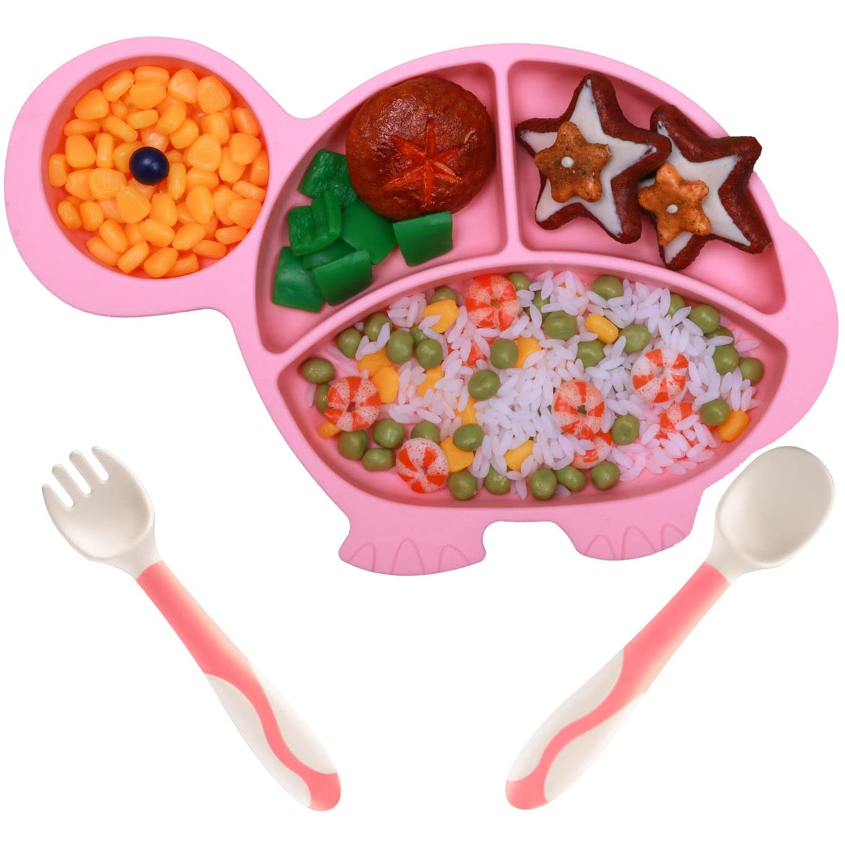 Silicone Baby Feeding Set,Baby Led Weaning Supplies Baby Silicone Suction bowl and Cup set with 2 spoons forks,Toddler Self Feeding Dish with Sippy Cup And Adjustable Bib for 6+ Months-Blue