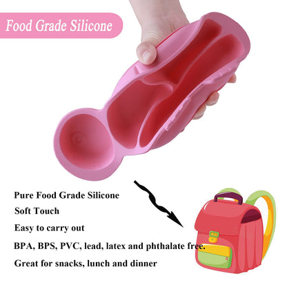 Silicone Baby Feeding Set,Baby Led Weaning Supplies Baby Silicone Suction bowl and Cup set with 2 spoons forks,Toddler Self Feeding Dish with Sippy Cup And Adjustable Bib for 6+ Months-Blue