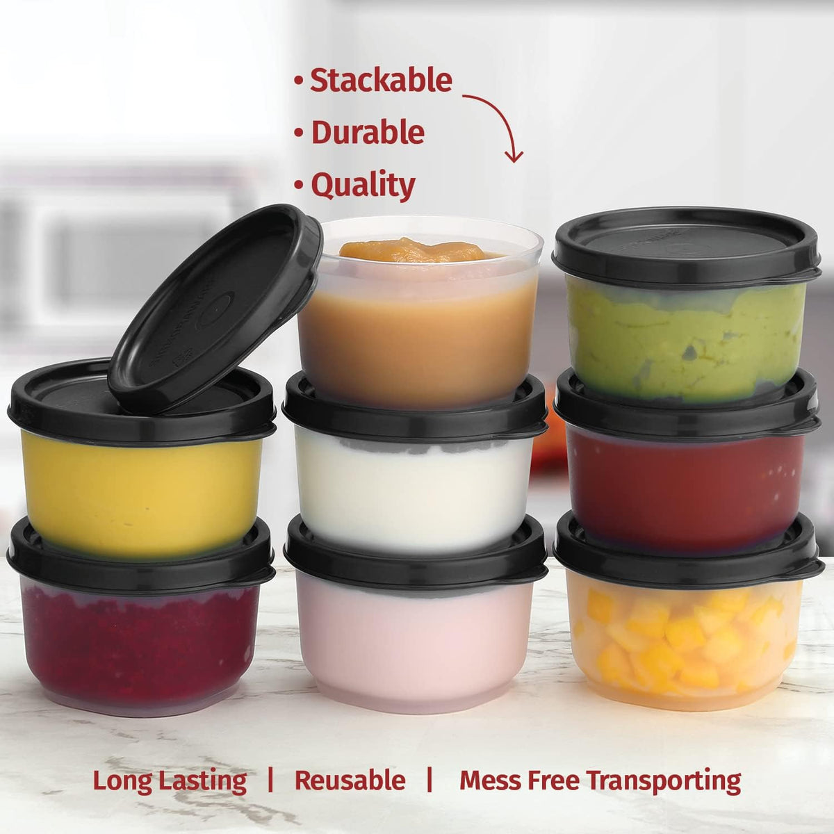 Condiment Cups Containers with Lids- 8 pk. 1.3 oz.Salad Dressing Container to go Small Food Storage Containers with Lids- Sauce Cups Leak proof Reusable Plastic BPA free for Lunch Box Picnic Travel