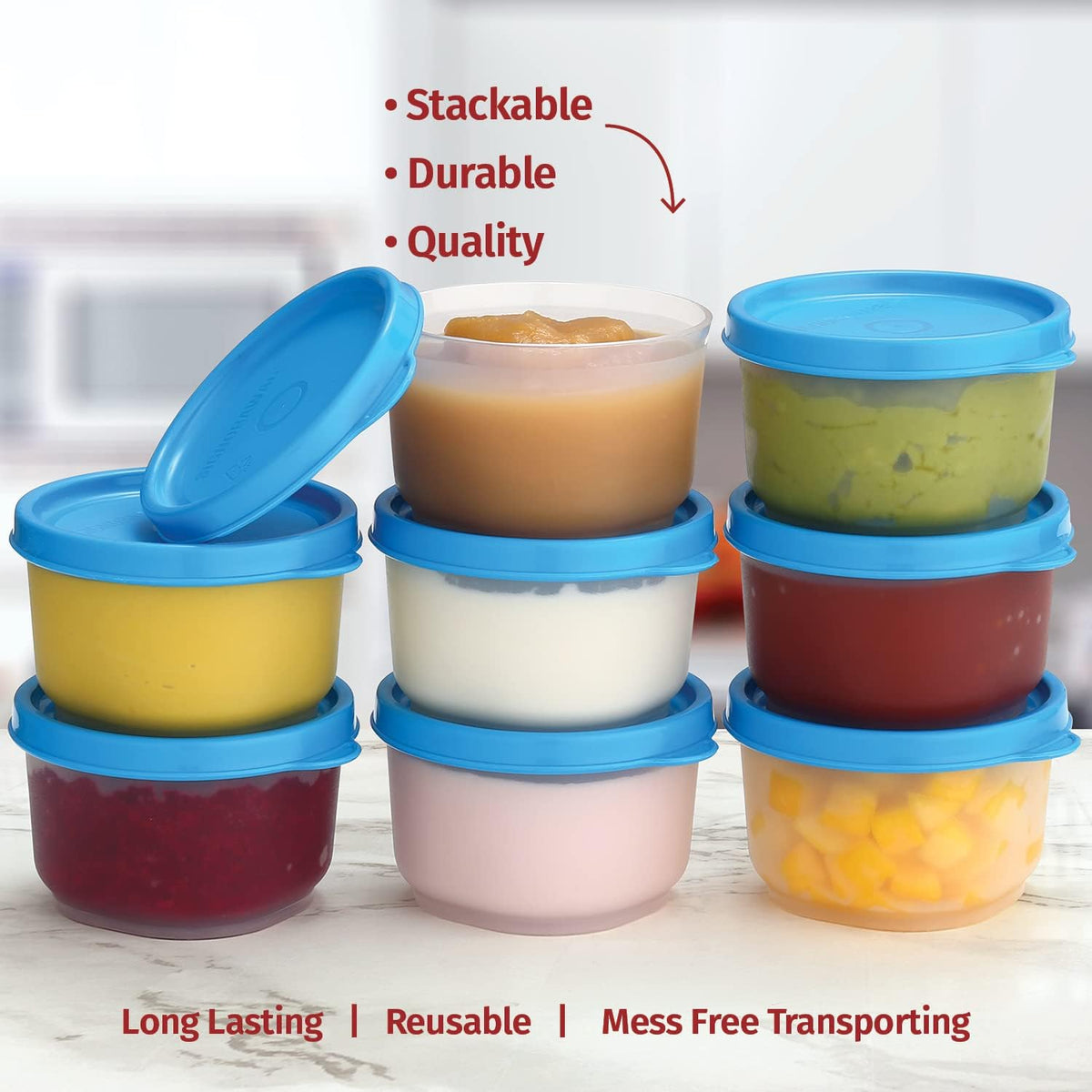 Condiment Cups Containers with Lids- 8 pk. 1.3 oz.Salad Dressing Container to go Small Food Storage Containers with Lids- Sauce Cups Leak proof Reusable Plastic BPA free for Lunch Box Picnic Travel