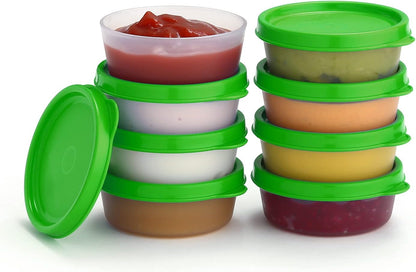 Condiment Cups Containers with Lids- 8 pk. 1.3 oz.Salad Dressing Container to go Small Food Storage Containers with Lids- Sauce Cups Leak proof Reusable Plastic BPA free for Lunch Box Picnic Travel