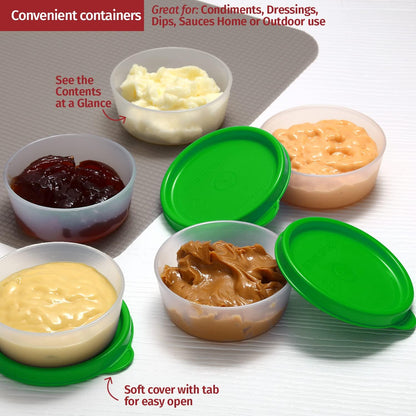 Condiment Cups Containers with Lids- 8 pk. 1.3 oz.Salad Dressing Container to go Small Food Storage Containers with Lids- Sauce Cups Leak proof Reusable Plastic BPA free for Lunch Box Picnic Travel