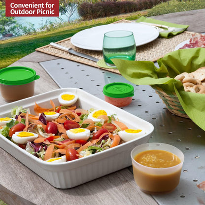 Condiment Cups Containers with Lids- 8 pk. 1.3 oz.Salad Dressing Container to go Small Food Storage Containers with Lids- Sauce Cups Leak proof Reusable Plastic BPA free for Lunch Box Picnic Travel