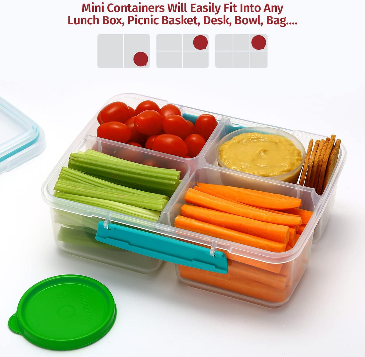 Condiment Cups Containers with Lids- 8 pk. 1.3 oz.Salad Dressing Container to go Small Food Storage Containers with Lids- Sauce Cups Leak proof Reusable Plastic BPA free for Lunch Box Picnic Travel