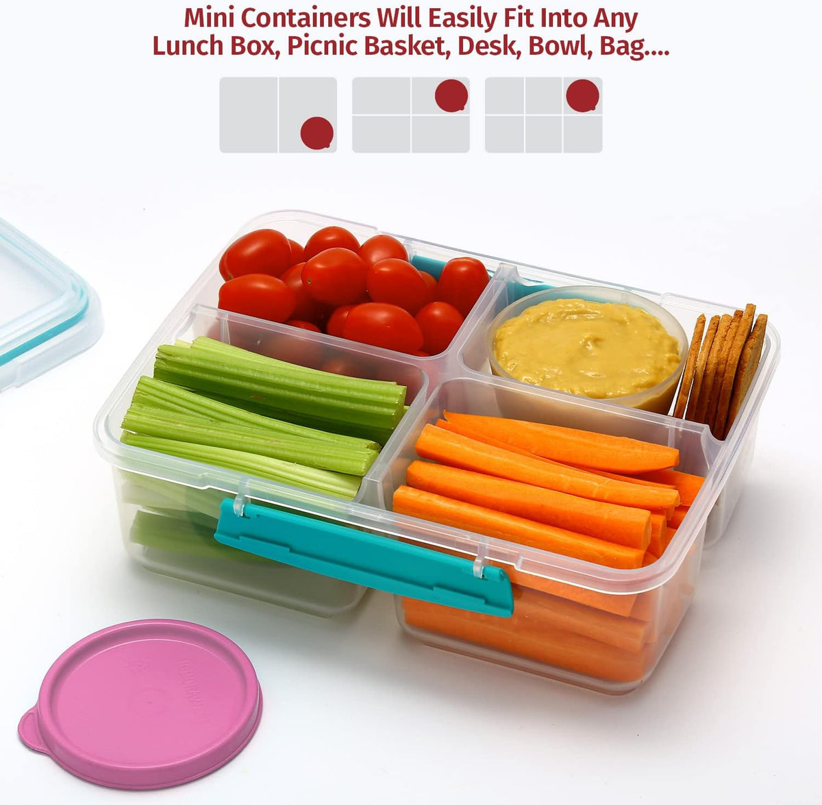 Condiment Cups Containers with Lids- 8 pk. 1.3 oz.Salad Dressing Container to go Small Food Storage Containers with Lids- Sauce Cups Leak proof Reusable Plastic BPA free for Lunch Box Picnic Travel