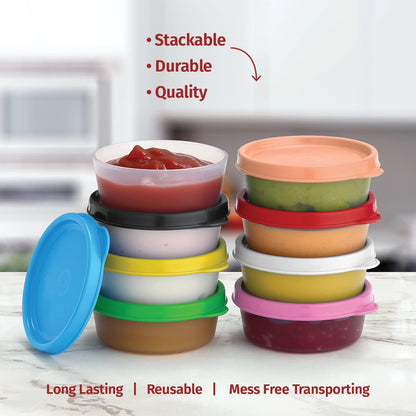 Condiment Cups Containers with Lids- 8 pk. 1.3 oz.Salad Dressing Container to go Small Food Storage Containers with Lids- Sauce Cups Leak proof Reusable Plastic BPA free for Lunch Box Picnic Travel