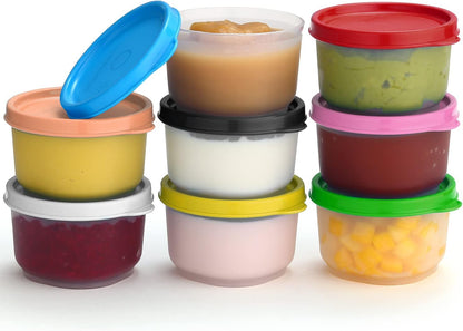 Condiment Cups Containers with Lids- 8 pk. 1.3 oz.Salad Dressing Container to go Small Food Storage Containers with Lids- Sauce Cups Leak proof Reusable Plastic BPA free for Lunch Box Picnic Travel