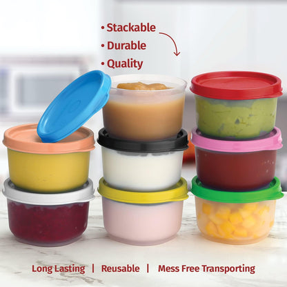 Condiment Cups Containers with Lids- 8 pk. 1.3 oz.Salad Dressing Container to go Small Food Storage Containers with Lids- Sauce Cups Leak proof Reusable Plastic BPA free for Lunch Box Picnic Travel